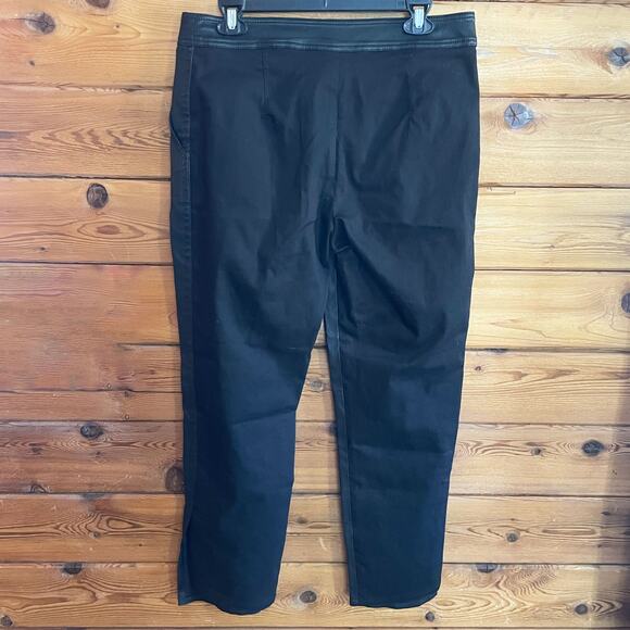 Yigal Azrouel Black Mix Medium Leather Canvas Pants Size 4 - Picture 2 of 9